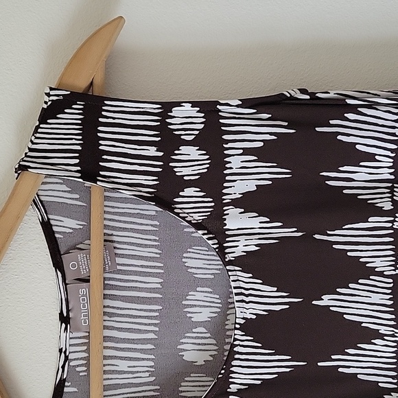 Chico's Brown White Tribal Print Sleeveless Maxi Dress Size 4/Small - Picture 3 of 7